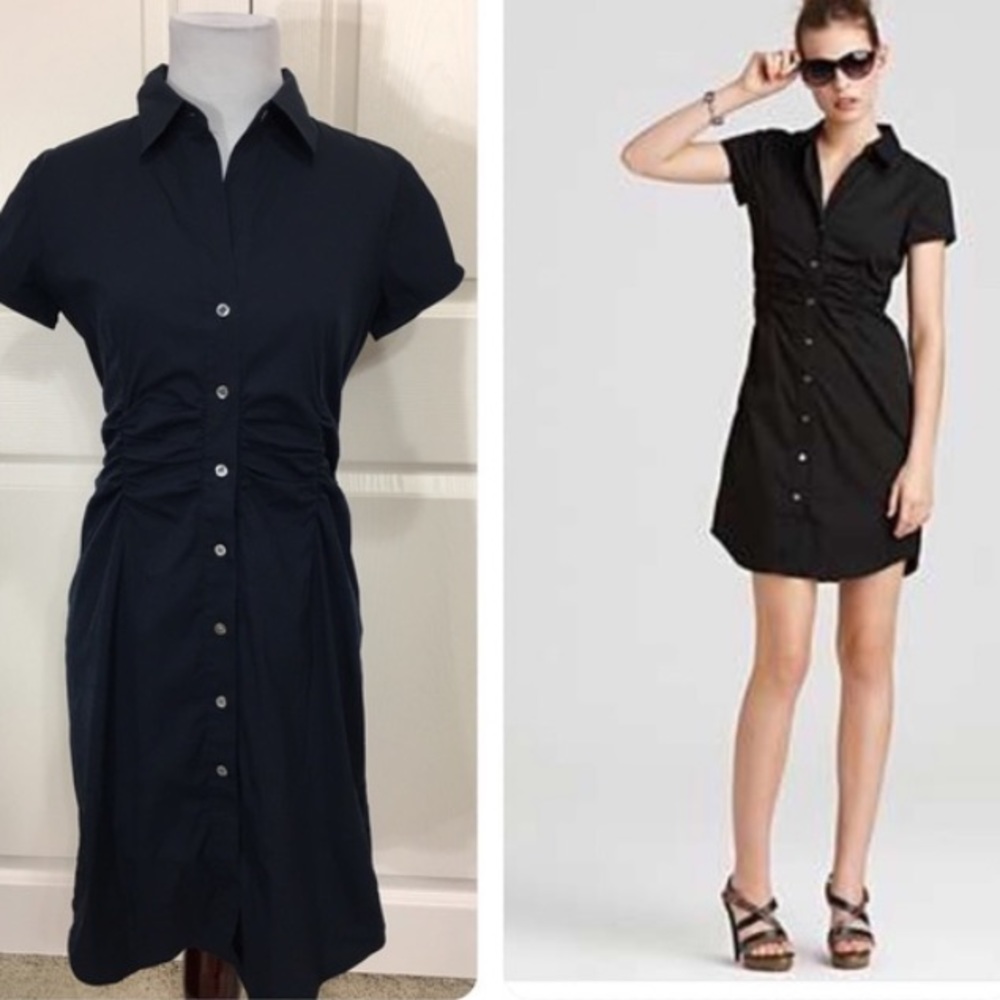 Theory Navy Blue Jaleen Wealth Shirt Dress